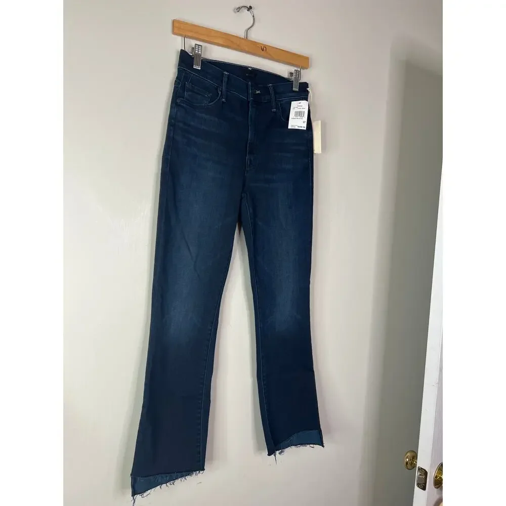 NWT Mother Insider Crop Step Fray Raw Cut Jeans Night Tripper Size: 27 - Picture 3 of 9